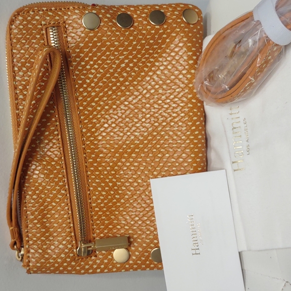 HAMMITT Nash apricot tan snake small 2 wristlet crossbody handbag New Gold Fall